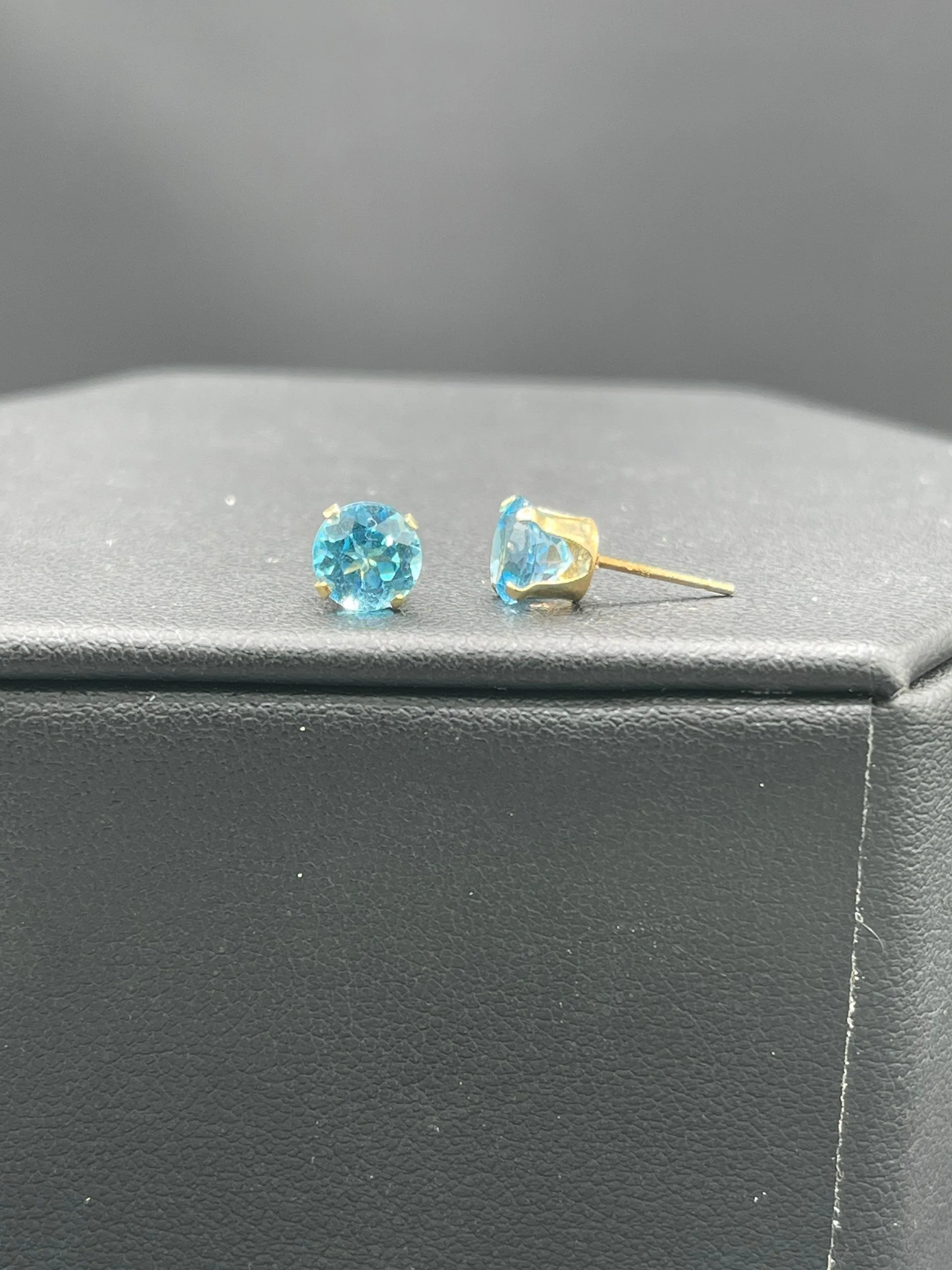 Swiss Blue Topaz 14k Yellow Gold Stud Earrings