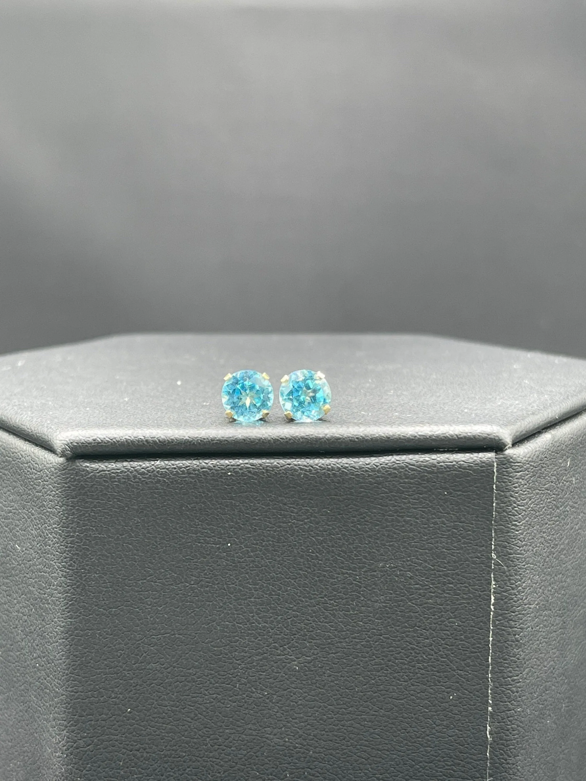 Swiss Blue Topaz 14k Yellow Gold Stud Earrings