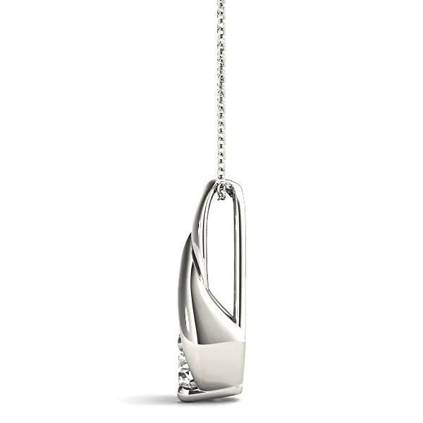 Tear Drop Round Diamond Solitaire Necklace Pendant