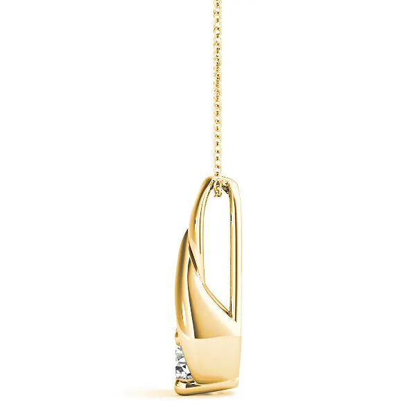 Tear Drop Round Diamond Solitaire Necklace Pendant