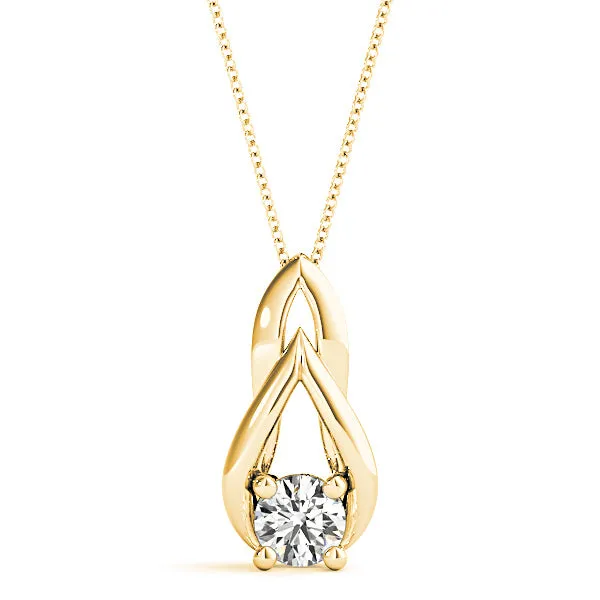 Tear Drop Round Diamond Solitaire Necklace Pendant