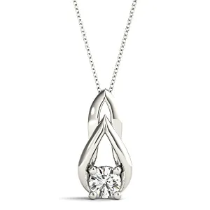 Tear Drop Round Diamond Solitaire Necklace Pendant