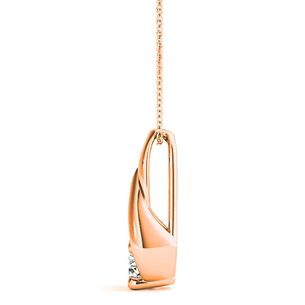 Tear Drop Round Diamond Solitaire Necklace Pendant