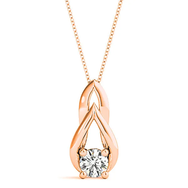 Tear Drop Round Diamond Solitaire Necklace Pendant