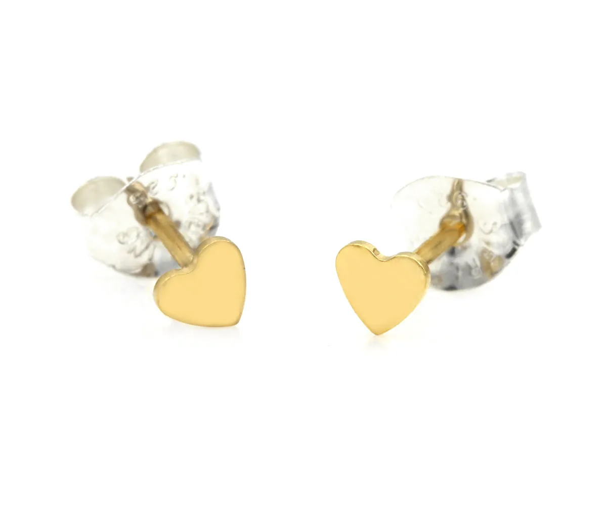 Teeny Tiny Heart Gold Stud Earrings