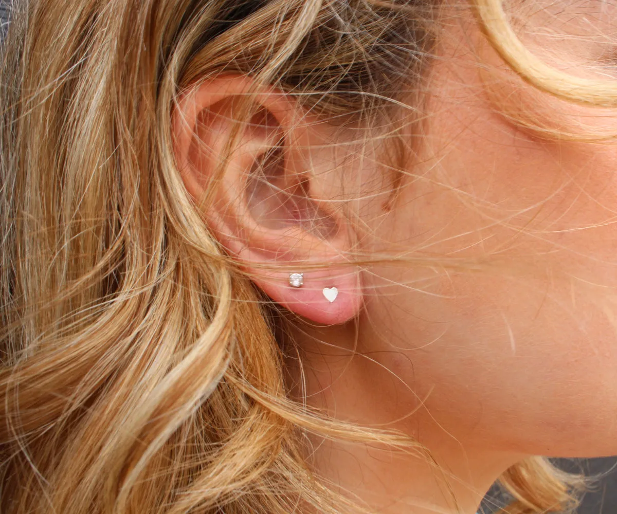 Teeny Tiny Heart Gold Stud Earrings