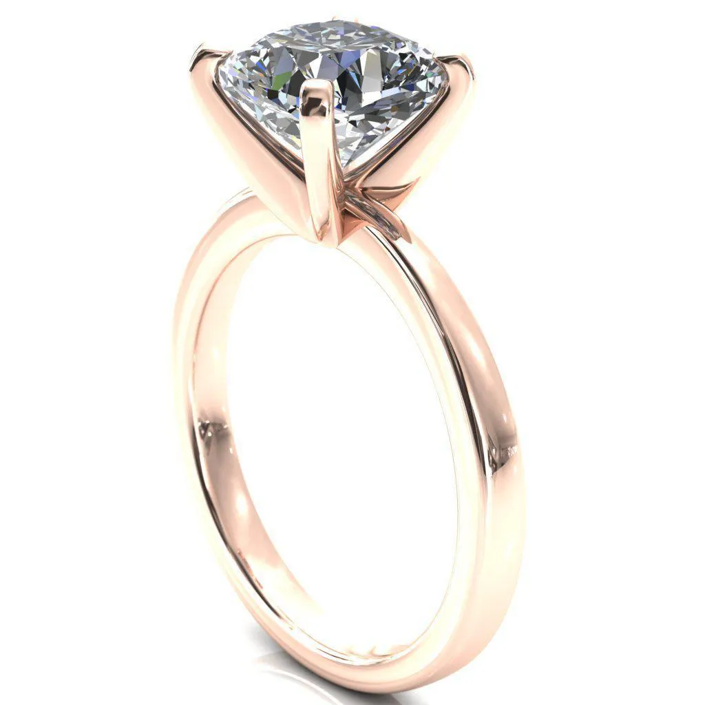 Tessa Cushion Moissanite 4  Prong Pitched Shoulders Solitaire Engagement Ring