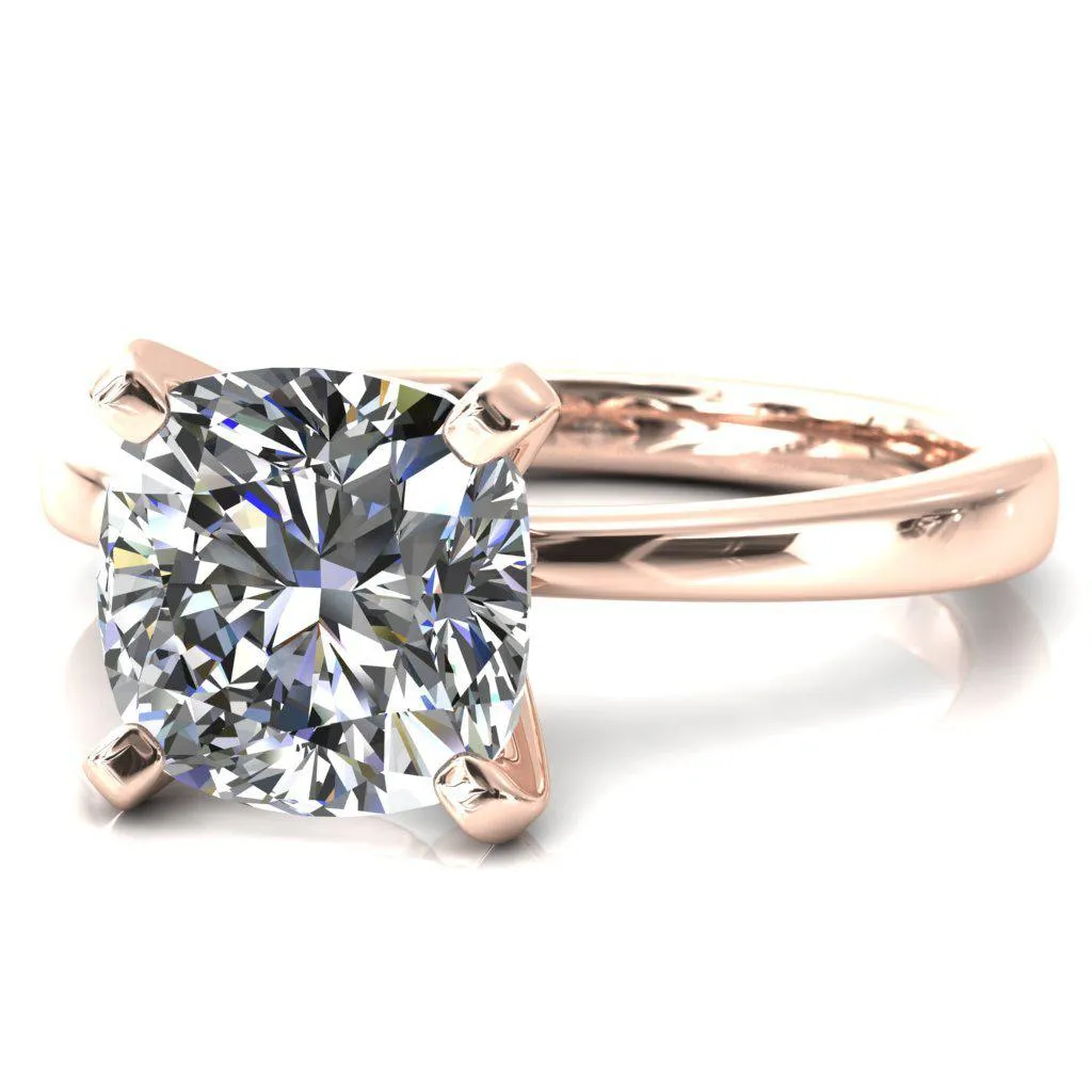 Tessa Cushion Moissanite 4  Prong Pitched Shoulders Solitaire Engagement Ring