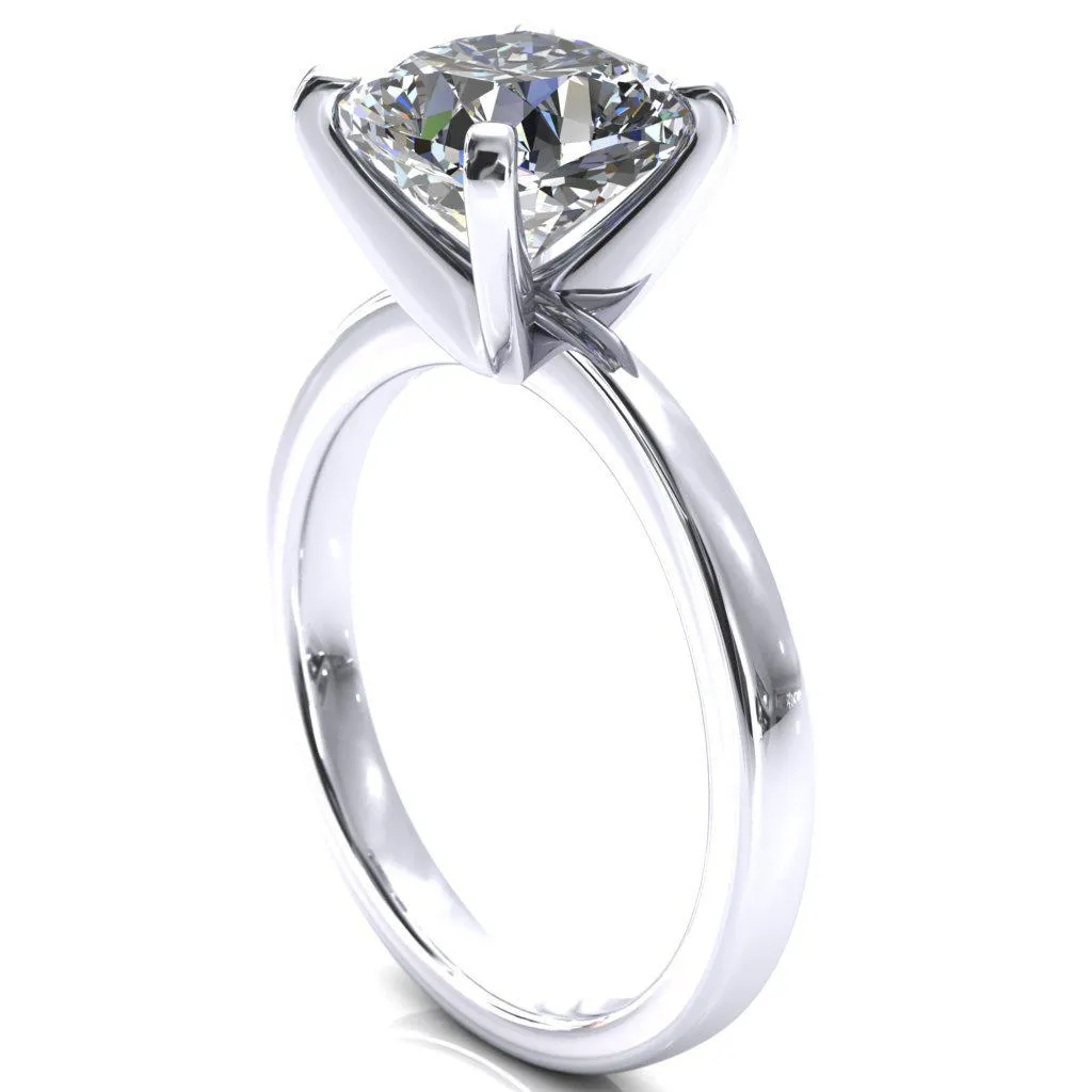 Tessa Cushion Moissanite 4  Prong Pitched Shoulders Solitaire Engagement Ring