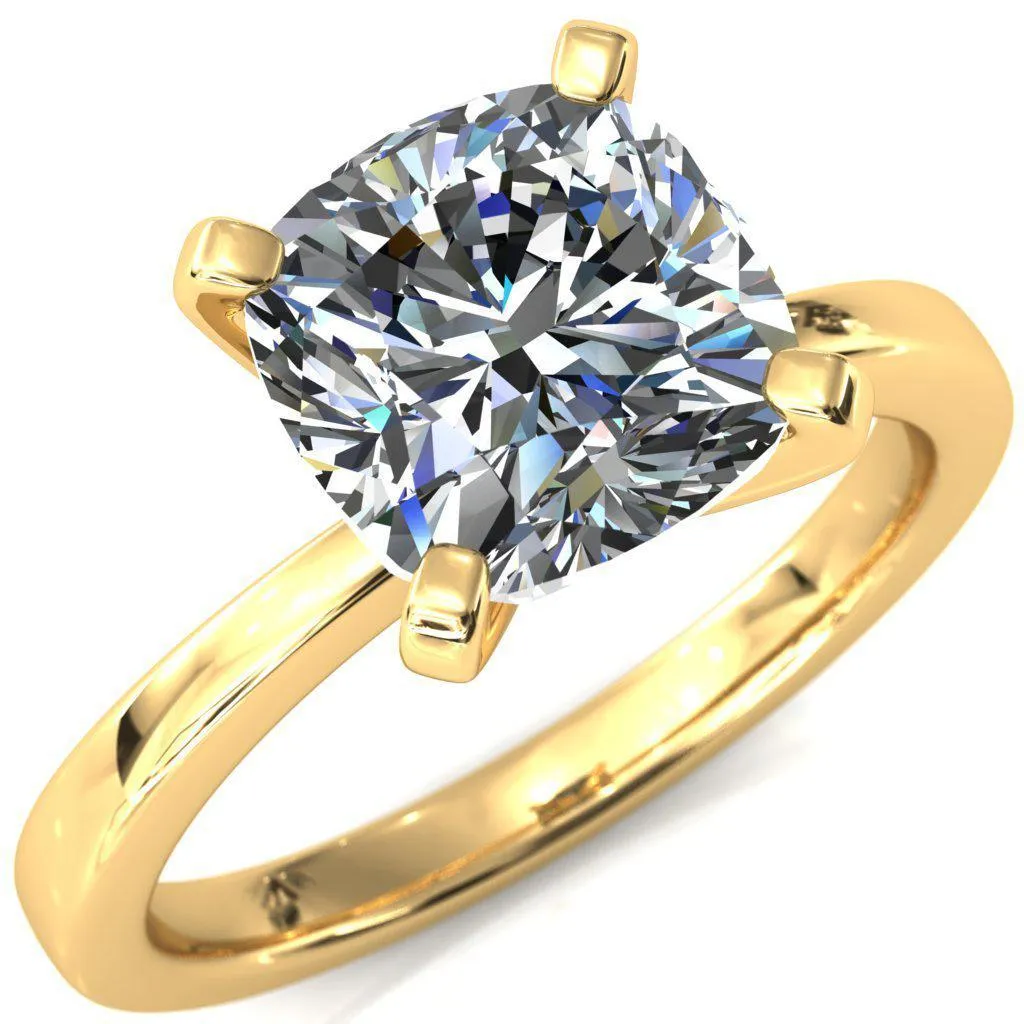 Tessa Cushion Moissanite 4  Prong Pitched Shoulders Solitaire Engagement Ring