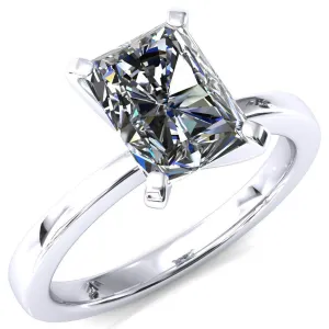 Tessa Radiant Moissanite 4  Prong Pitched Shoulders Solitaire Engagement Ring