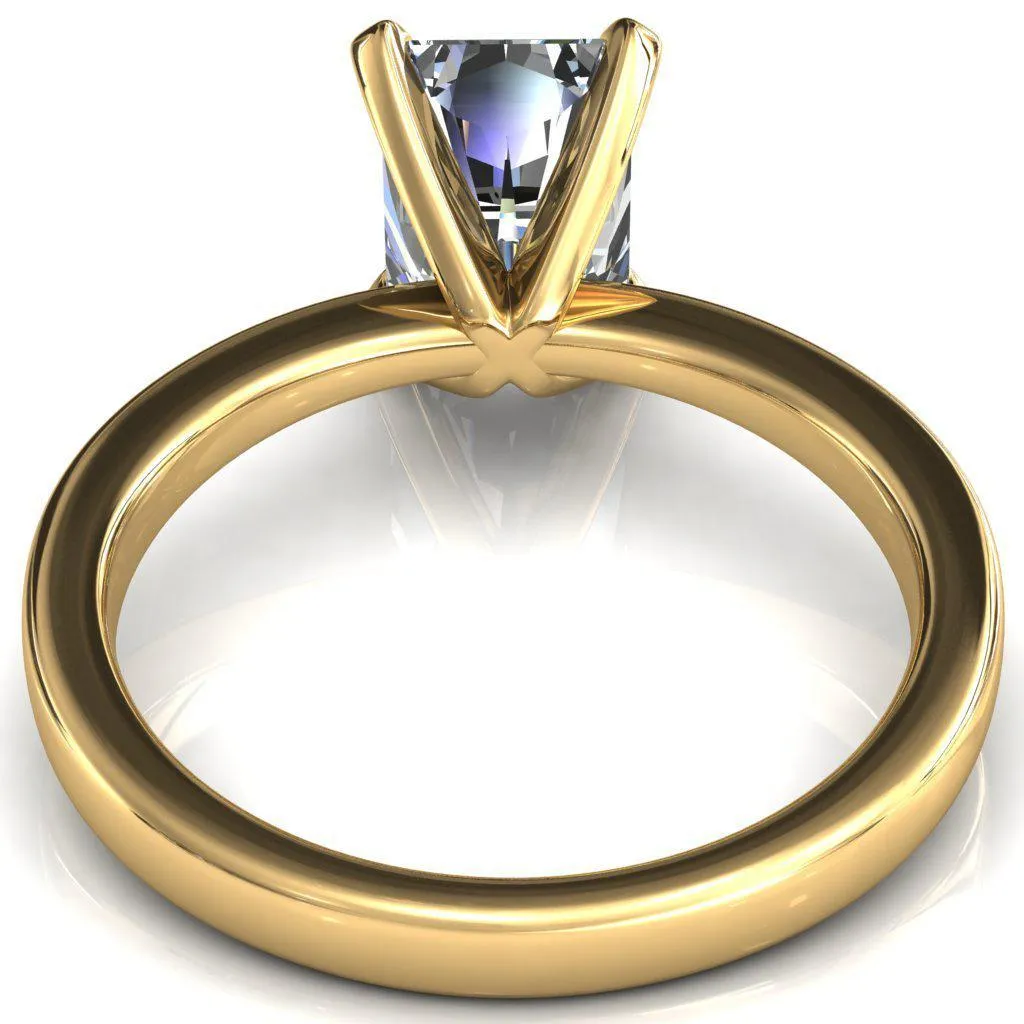 Tessa Radiant Moissanite 4  Prong Pitched Shoulders Solitaire Engagement Ring