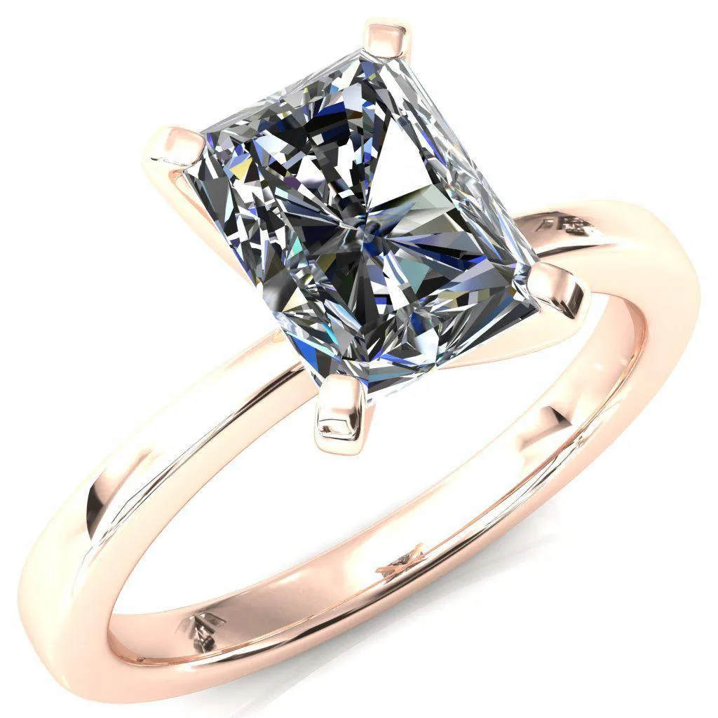 Tessa Radiant Moissanite 4  Prong Pitched Shoulders Solitaire Engagement Ring