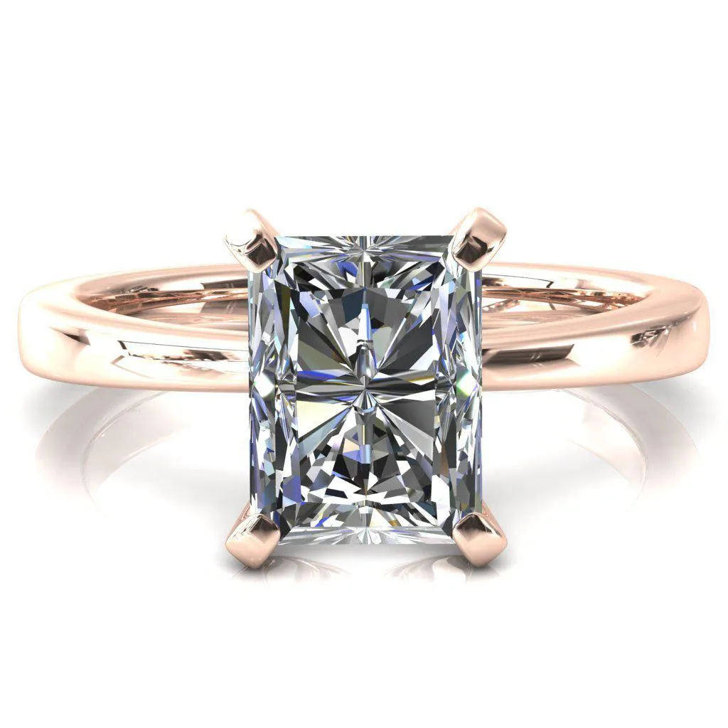 Tessa Radiant Moissanite 4  Prong Pitched Shoulders Solitaire Engagement Ring