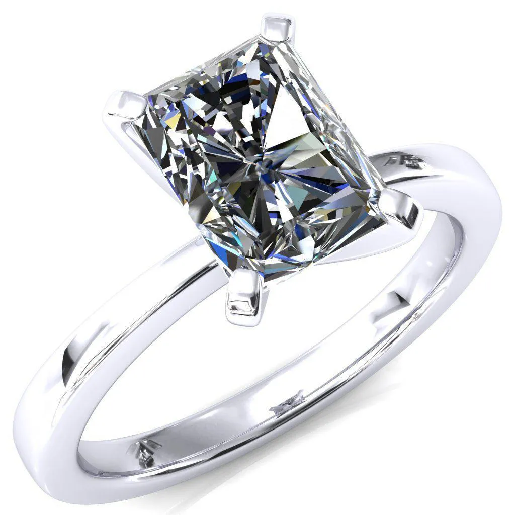 Tessa Radiant Moissanite 4  Prong Pitched Shoulders Solitaire Engagement Ring