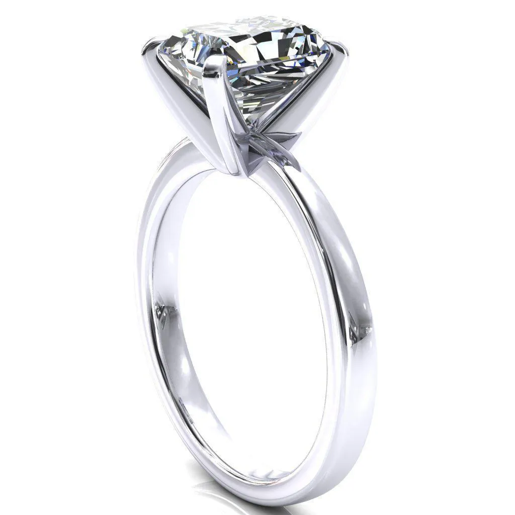 Tessa Radiant Moissanite 4  Prong Pitched Shoulders Solitaire Engagement Ring