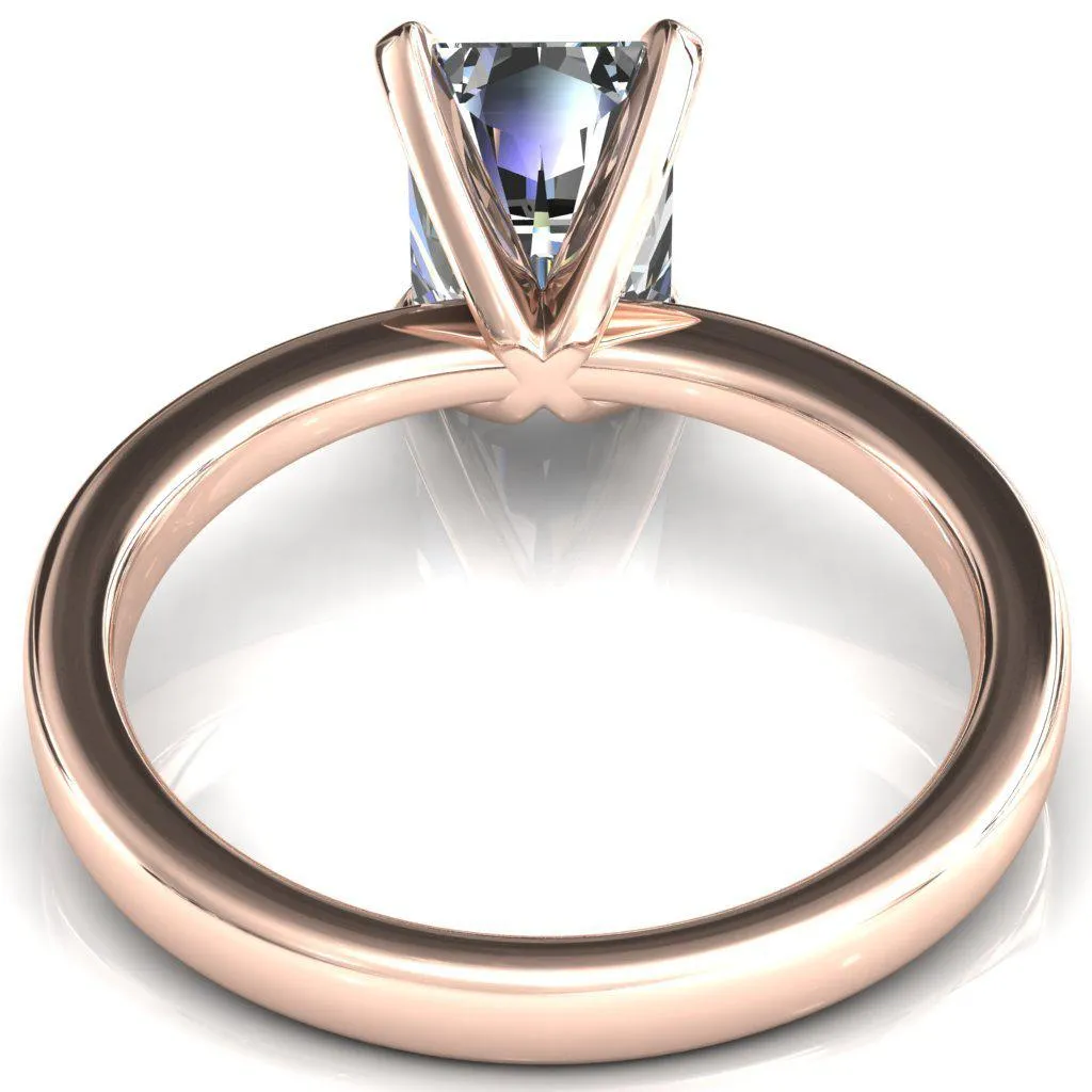 Tessa Radiant Moissanite 4  Prong Pitched Shoulders Solitaire Engagement Ring