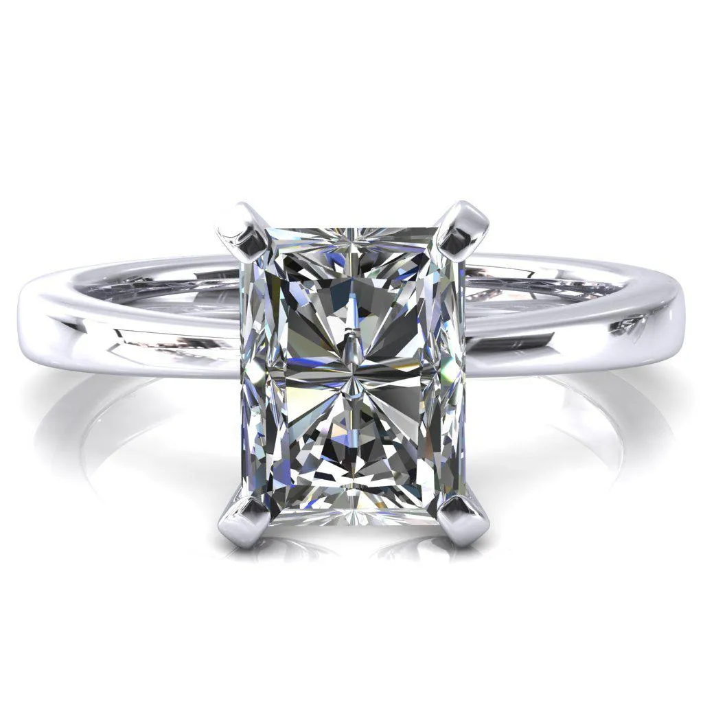 Tessa Radiant Moissanite 4  Prong Pitched Shoulders Solitaire Engagement Ring