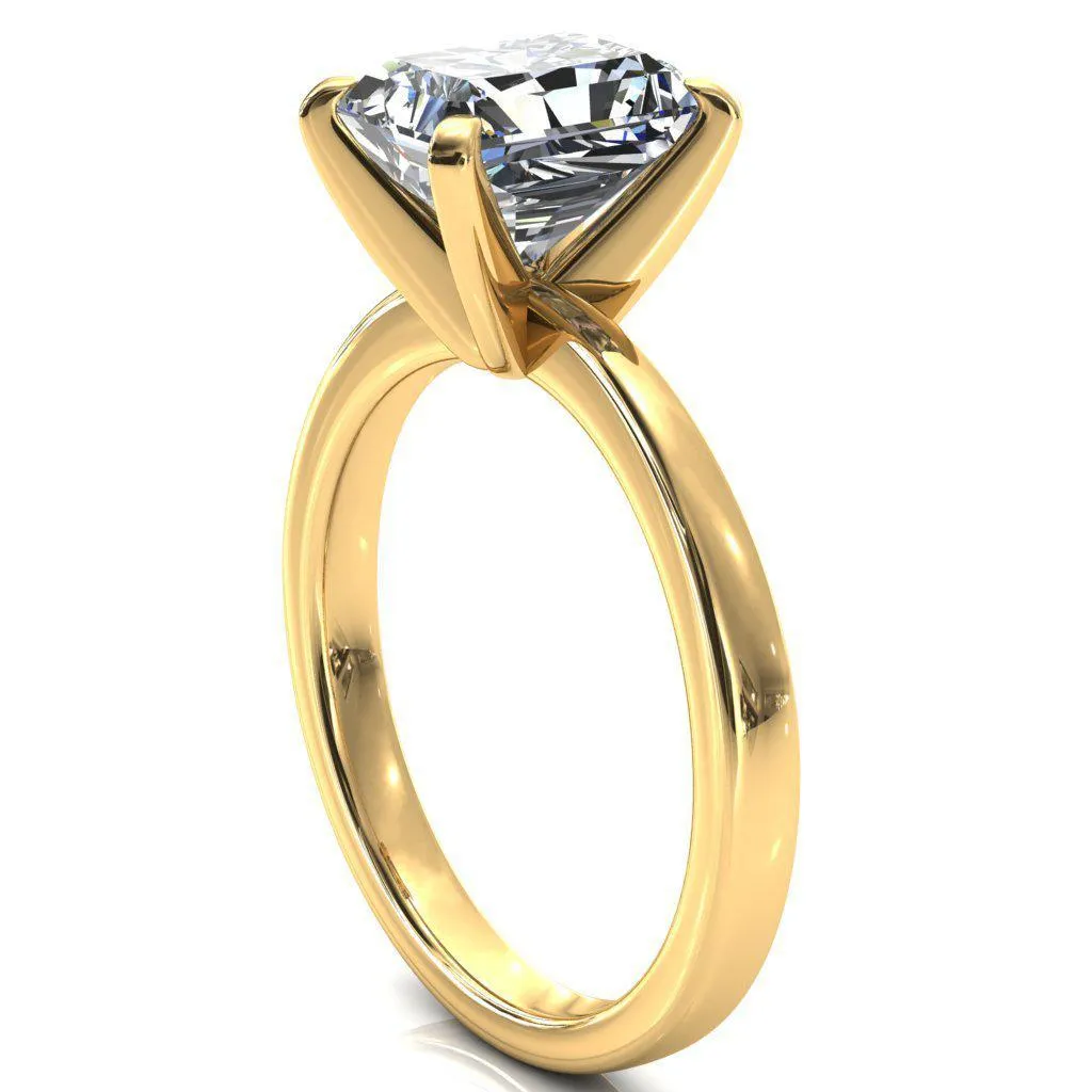 Tessa Radiant Moissanite 4  Prong Pitched Shoulders Solitaire Engagement Ring