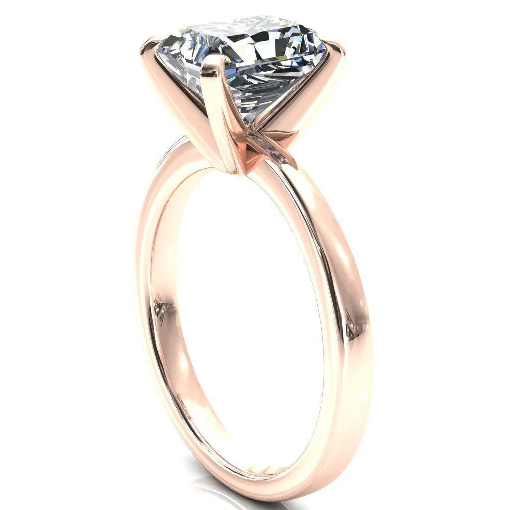 Tessa Radiant Moissanite 4  Prong Pitched Shoulders Solitaire Engagement Ring