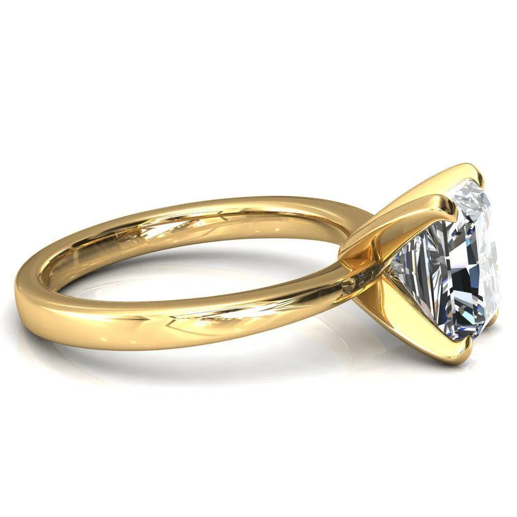 Tessa Radiant Moissanite 4  Prong Pitched Shoulders Solitaire Engagement Ring