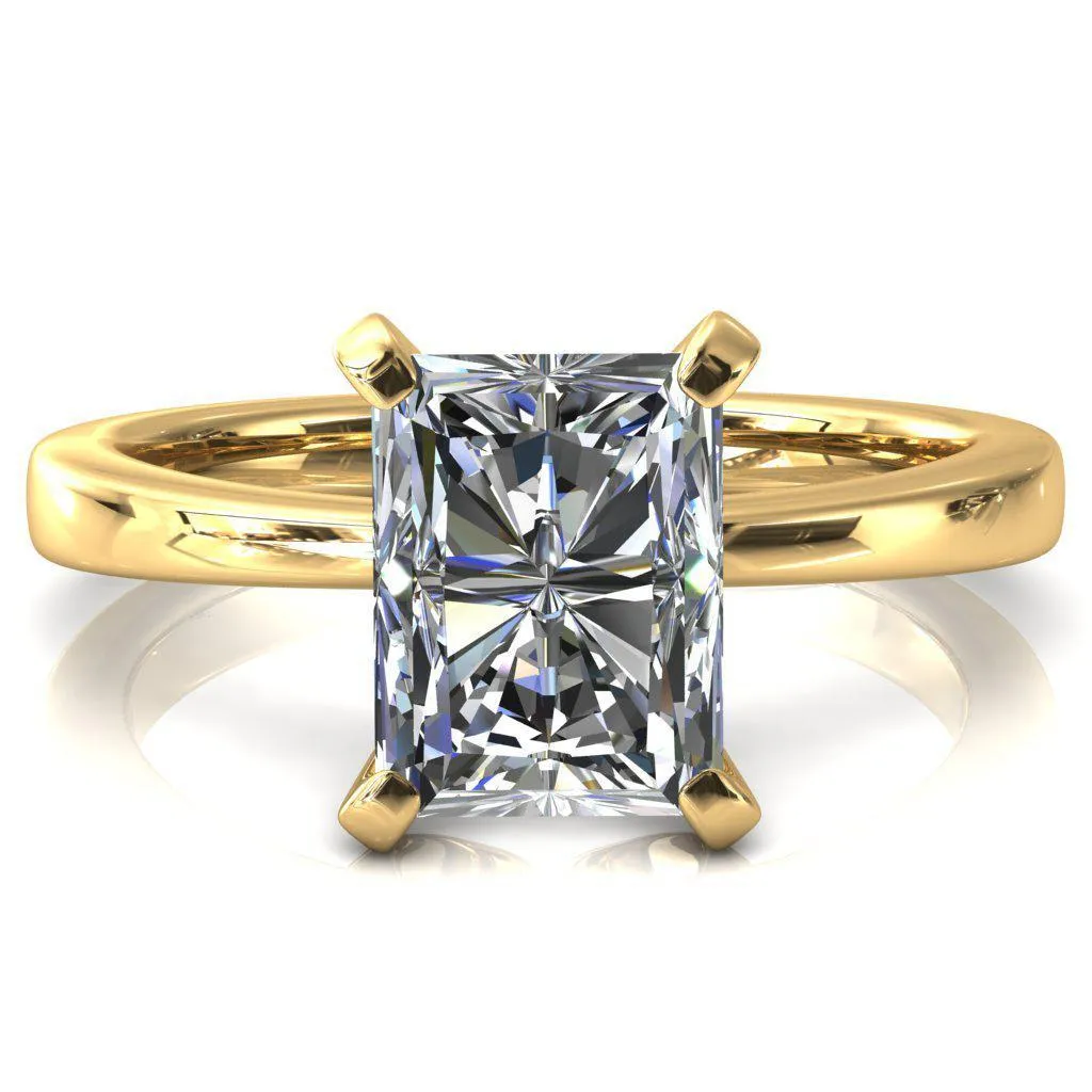Tessa Radiant Moissanite 4  Prong Pitched Shoulders Solitaire Engagement Ring