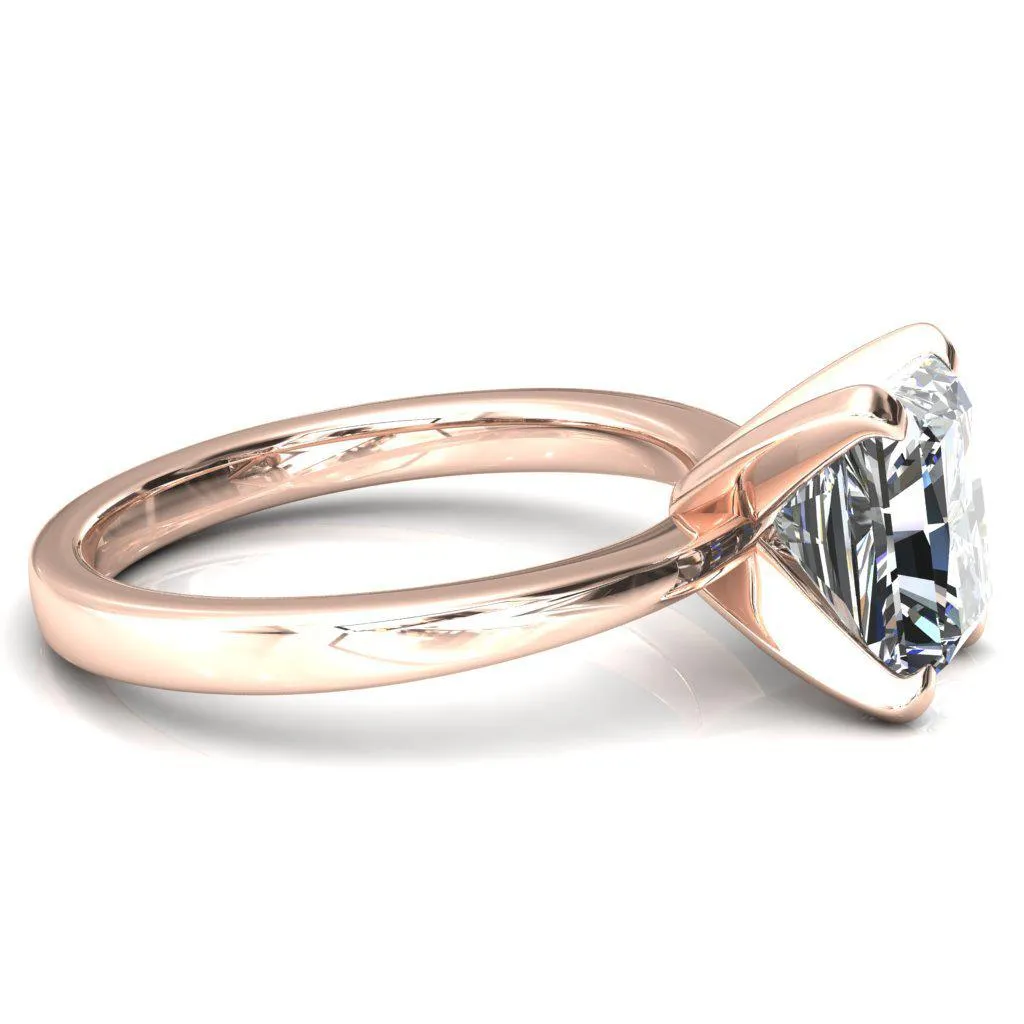 Tessa Radiant Moissanite 4  Prong Pitched Shoulders Solitaire Engagement Ring