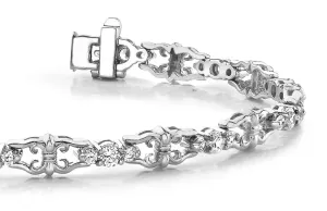 Three Across Crown Link Diamond Bracelet with 1.08 ct.(finished) 1.7mm, 2mm