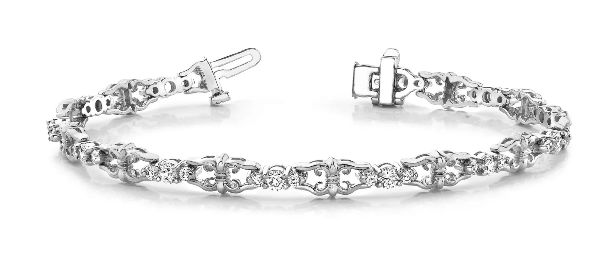 Three Across Crown Link Diamond Bracelet with 1.08 ct.(finished) 1.7mm, 2mm