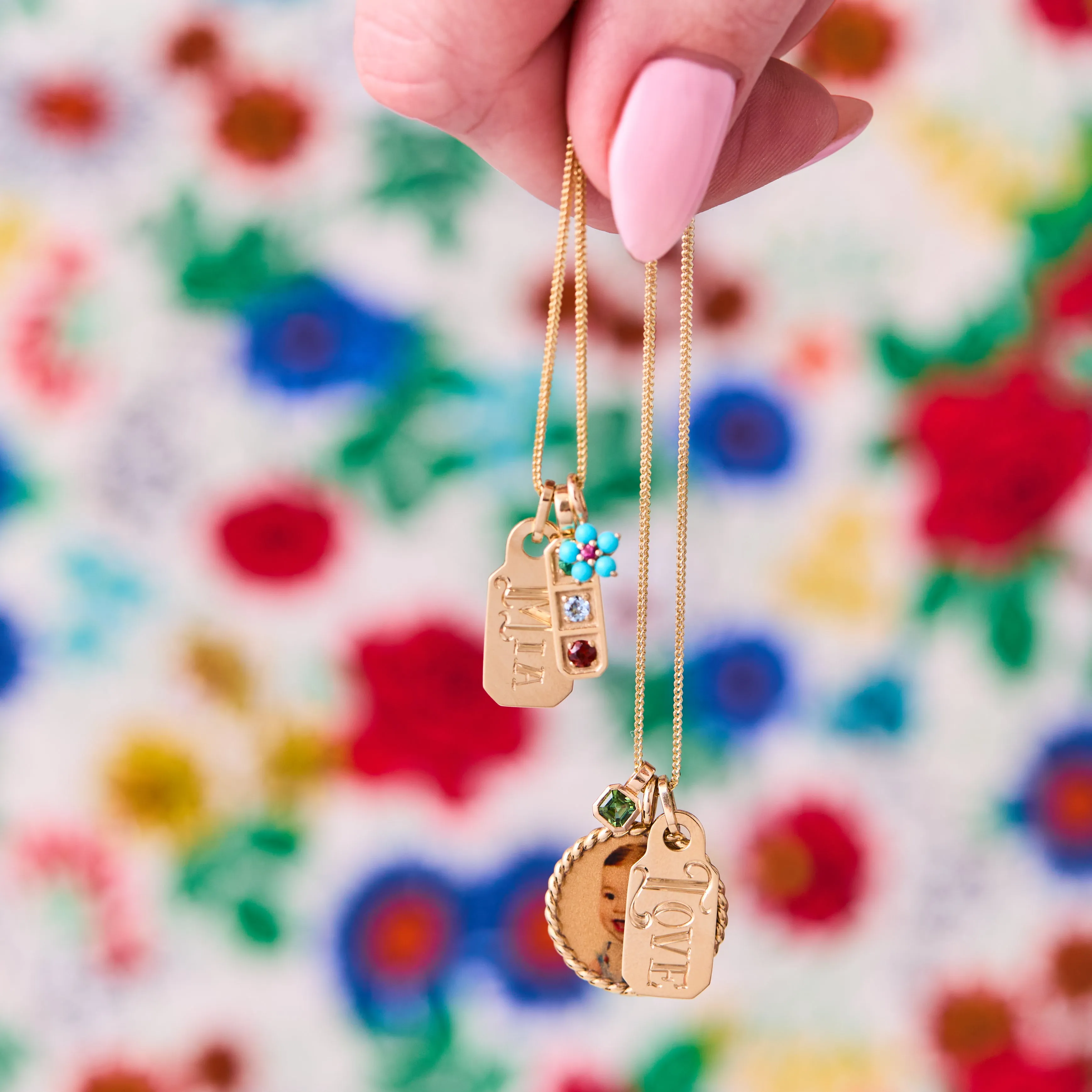 Three Birthstone Tablet Pendant