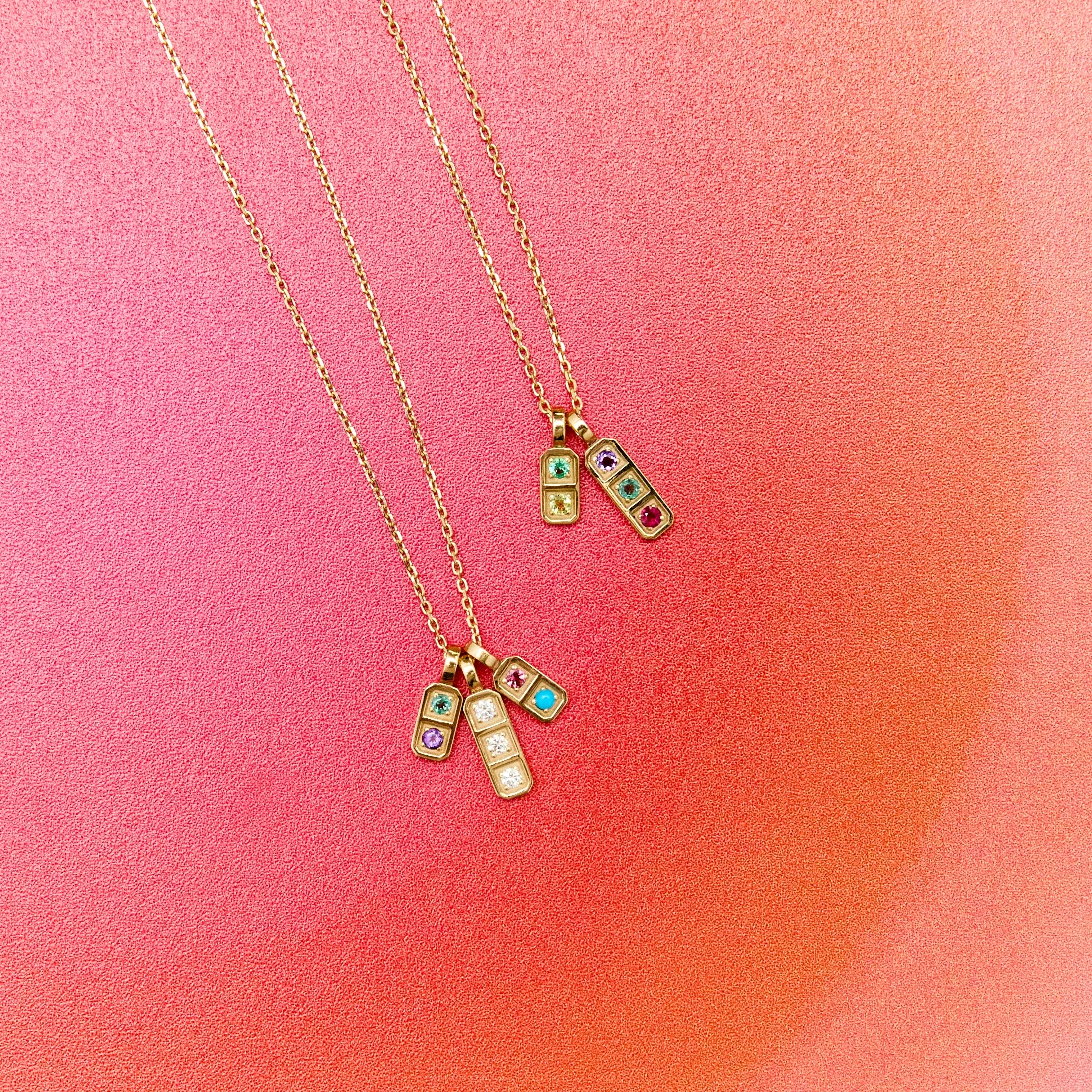 Three Birthstone Tablet Pendant