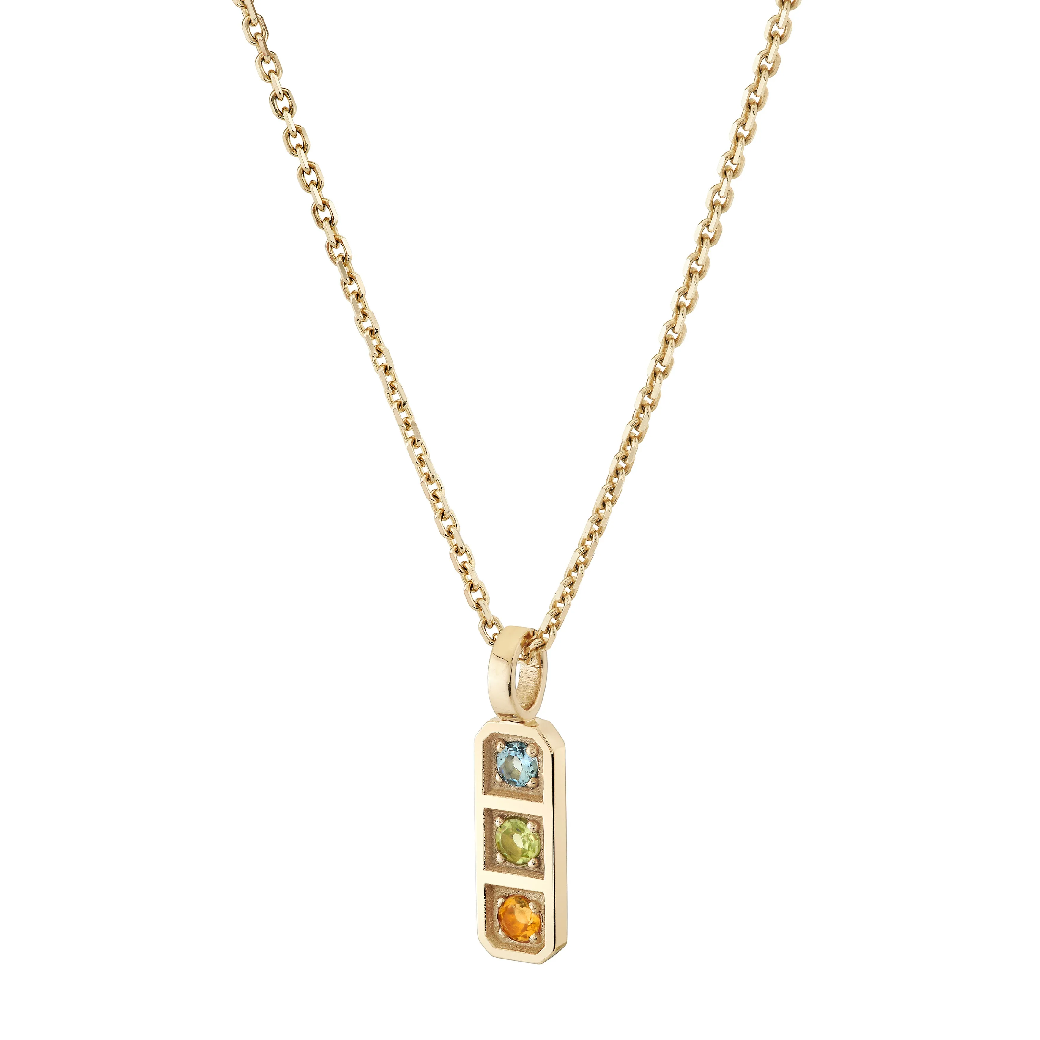 Three Birthstone Tablet Pendant