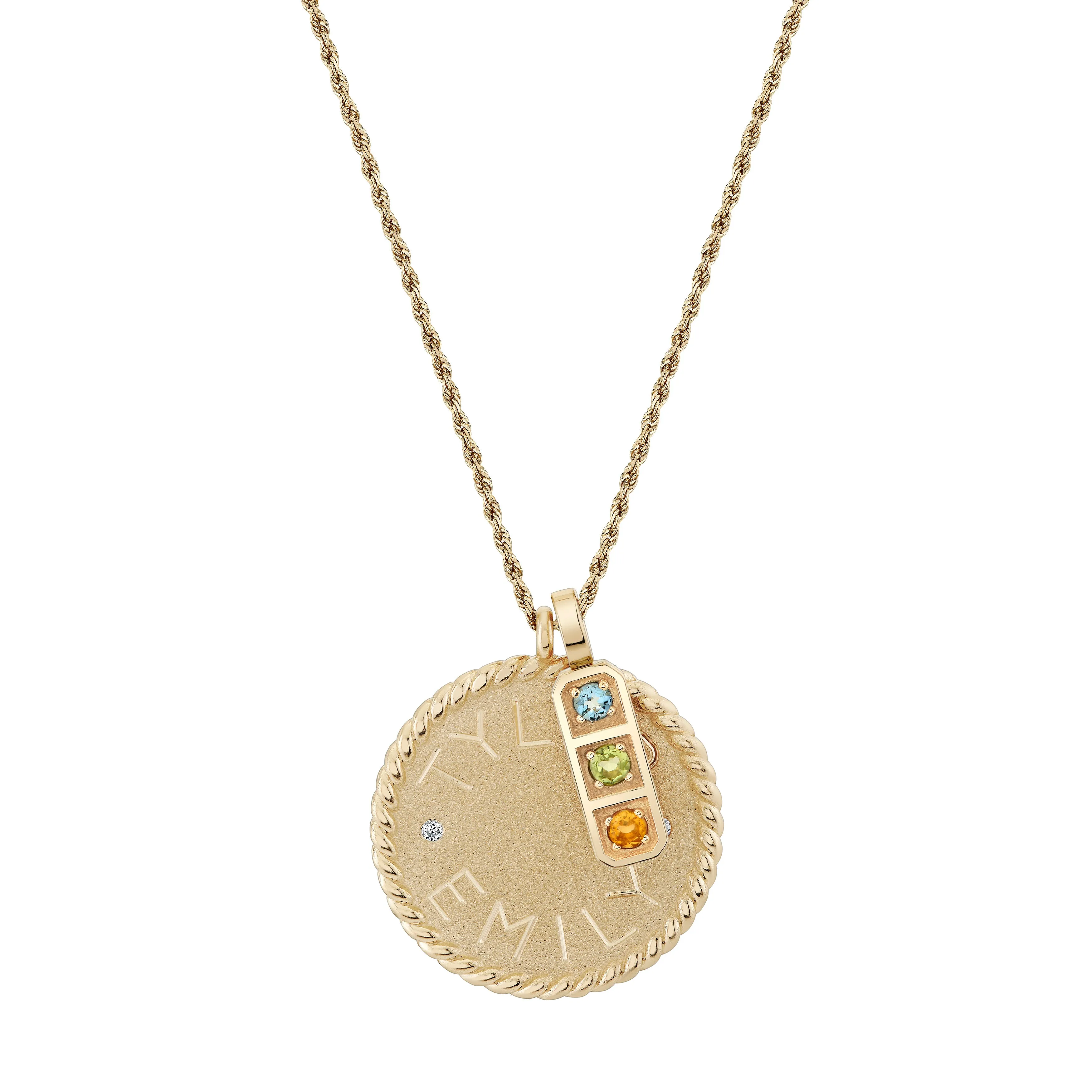 Three Birthstone Tablet Pendant