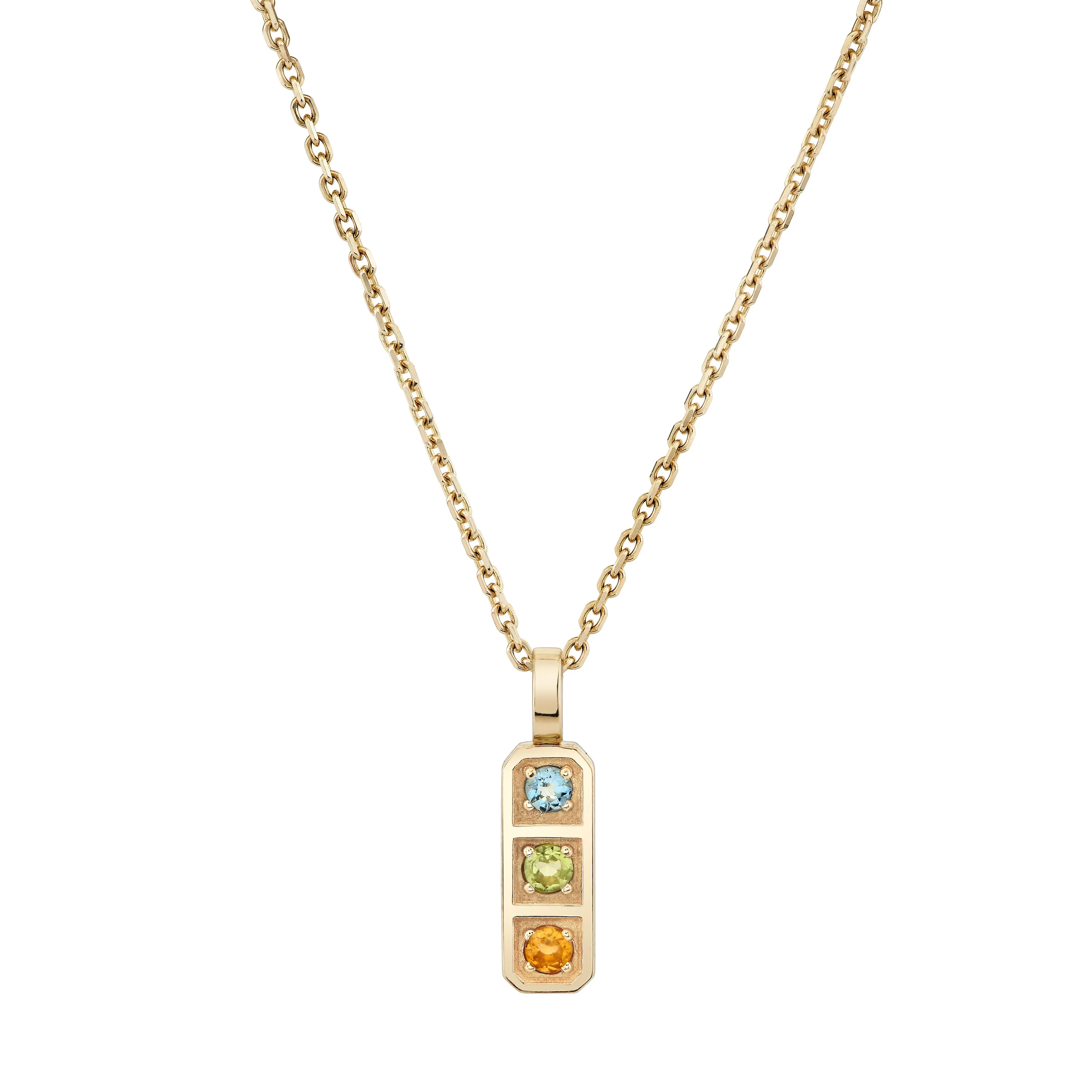 Three Birthstone Tablet Pendant