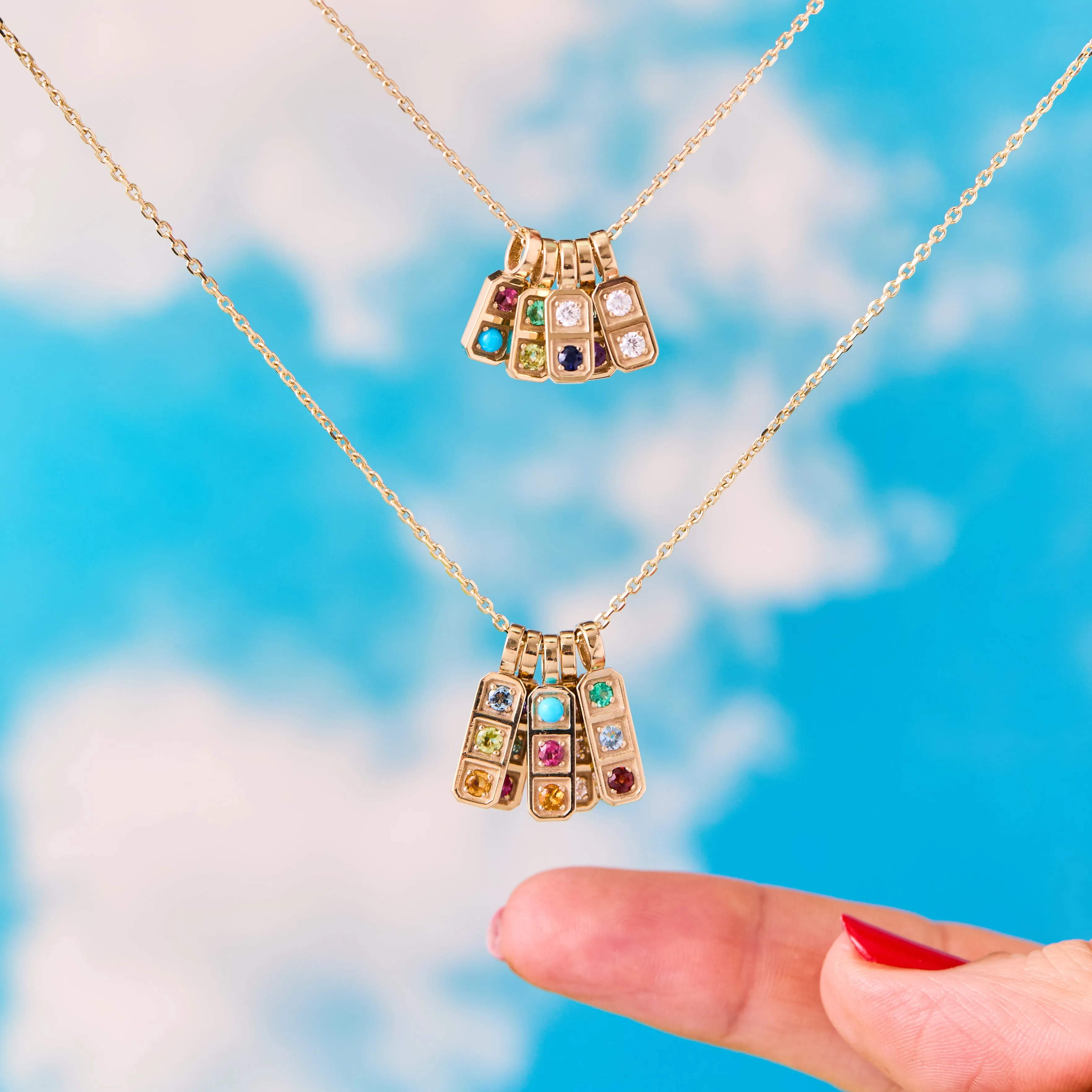 Three Birthstone Tablet Pendant