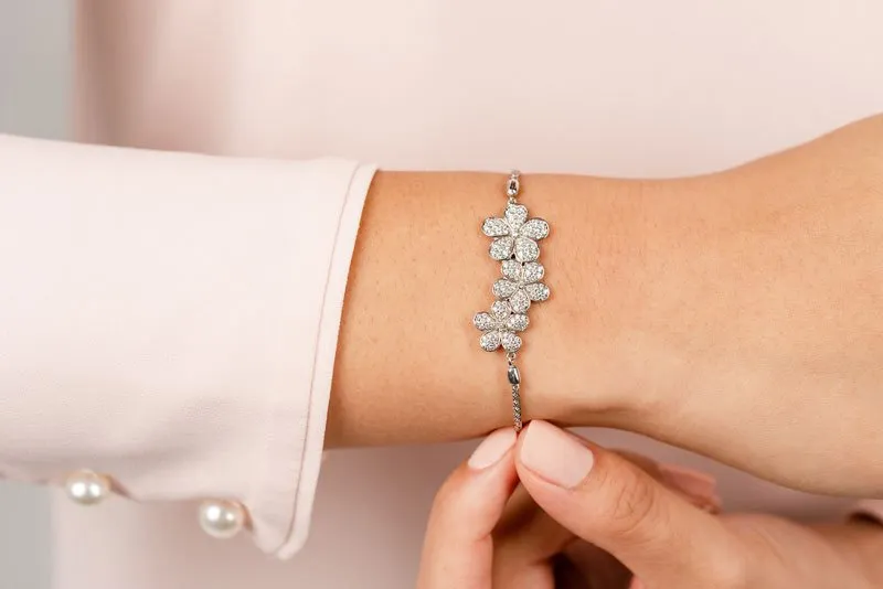Three Flower Diamond Adjustable Diamond Bracelet with 0.92 ct.(finished)