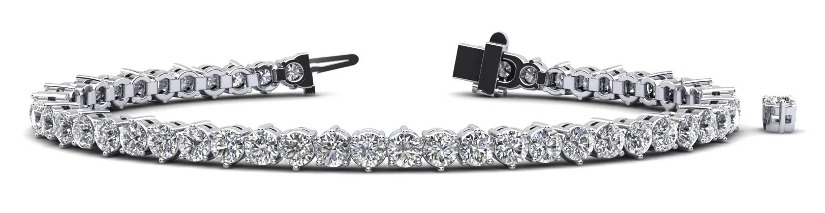 Three Prong Alternating Lab-Grown Diamond Tennis Bracelet with 2.38 ct.(finished) 2mm