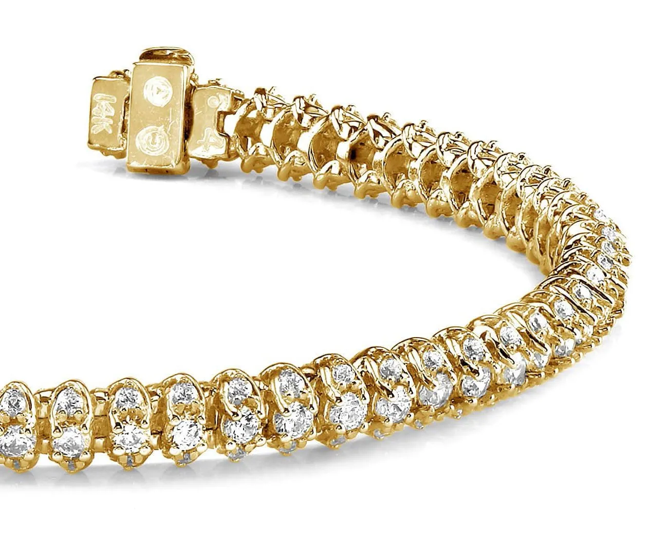 Three Row Diamond Scoop Link Bracelet Lab-Grown Diamond with 3.16 ct.(finished) 1.25mm, 2mm