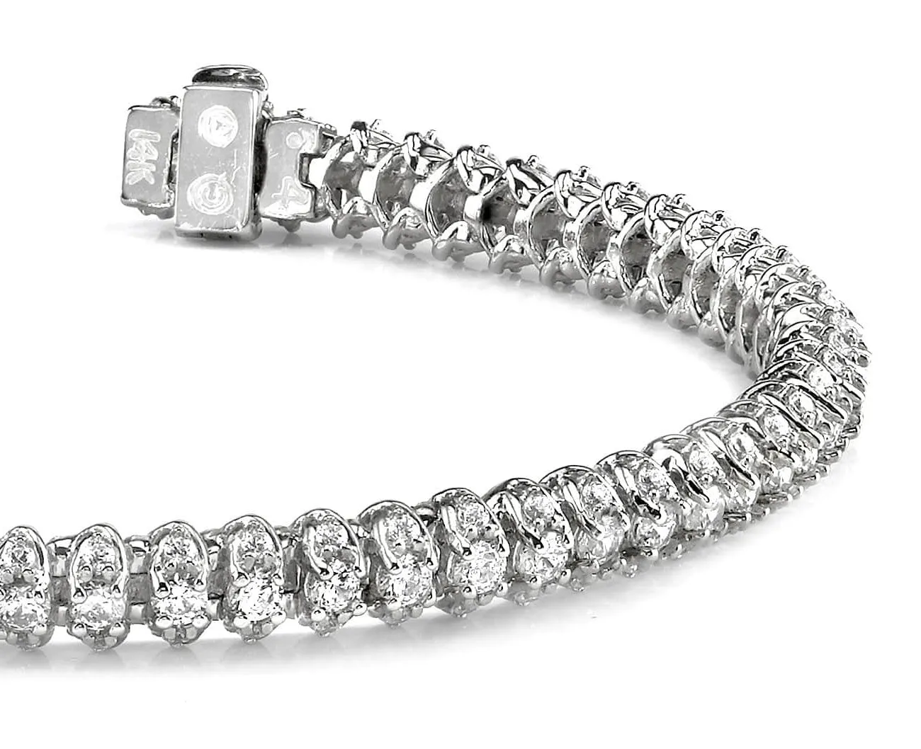 Three Row Diamond Scoop Link Bracelet Lab-Grown Diamond with 3.16 ct.(finished) 1.25mm, 2mm