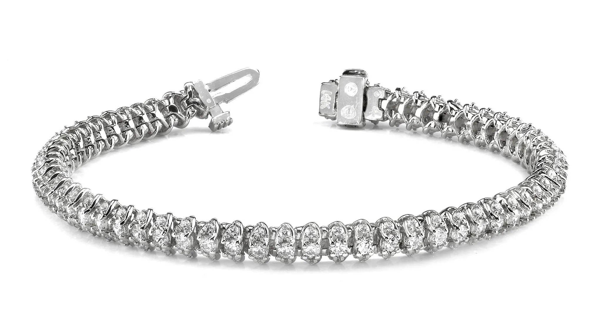 Three Row Diamond Scoop Link Bracelet Lab-Grown Diamond with 3.16 ct.(finished) 1.25mm, 2mm