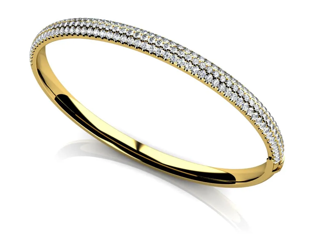Three Row Pave Diamond Bangle with 2.30 ct.(finished) 1.5mm