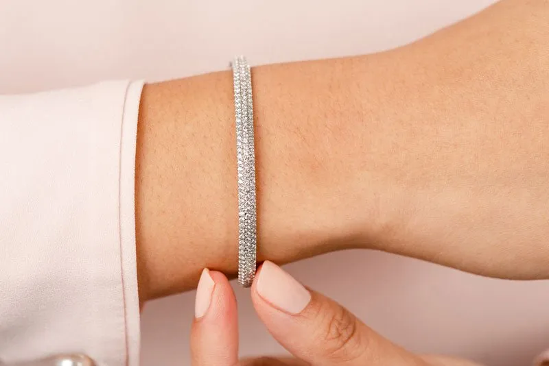 Three Row Pave Diamond Bangle with 2.30 ct.(finished) 1.5mm