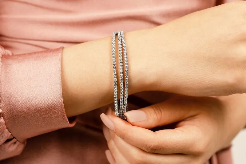 Three Rows Flexible Lab-Grown Diamond Bracelet with 11.34 ct.(finished) 2.5mm