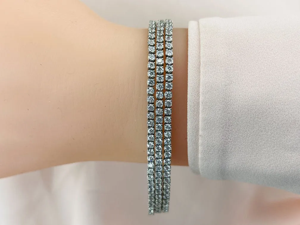 Three Rows Flexible Lab-Grown Diamond Bracelet with 11.34 ct.(finished) 2.5mm
