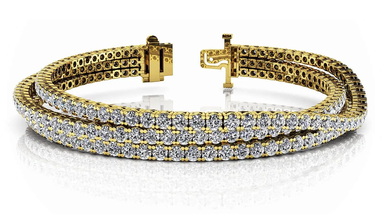 Three Rows Flexible Lab-Grown Diamond Bracelet with 11.34 ct.(finished) 2.5mm