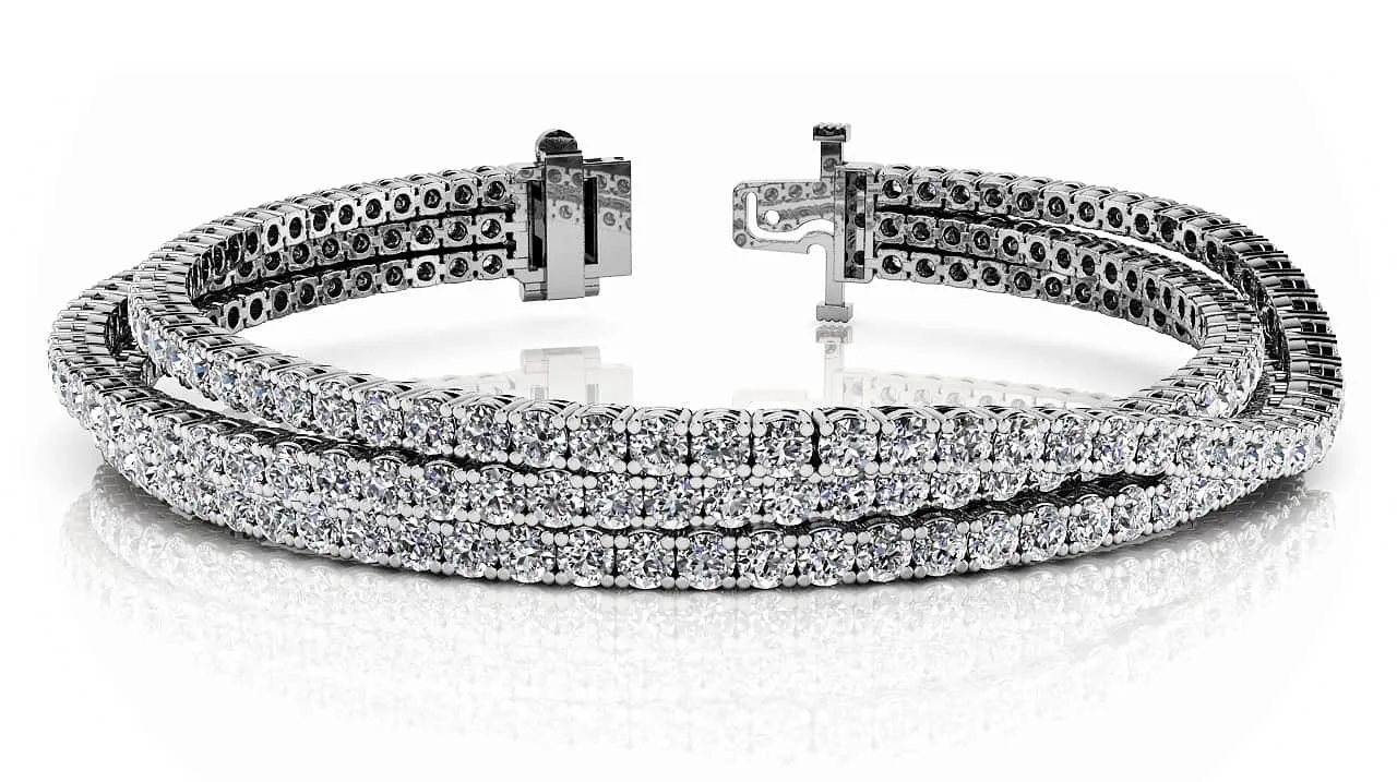 Three Rows Flexible Lab-Grown Diamond Bracelet with 11.34 ct.(finished) 2.5mm