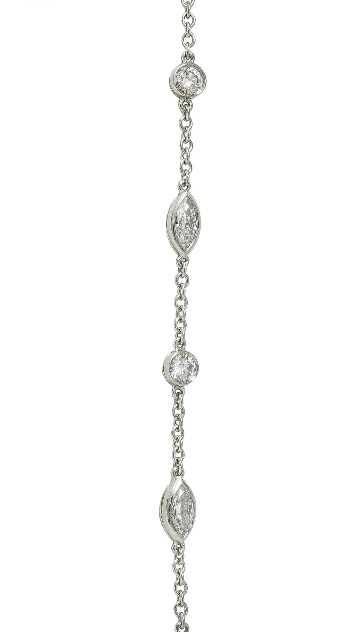 Tiffany & Co. 20.25 CTW Kunzite Diamond Platinum Station Drop Pendant Necklace