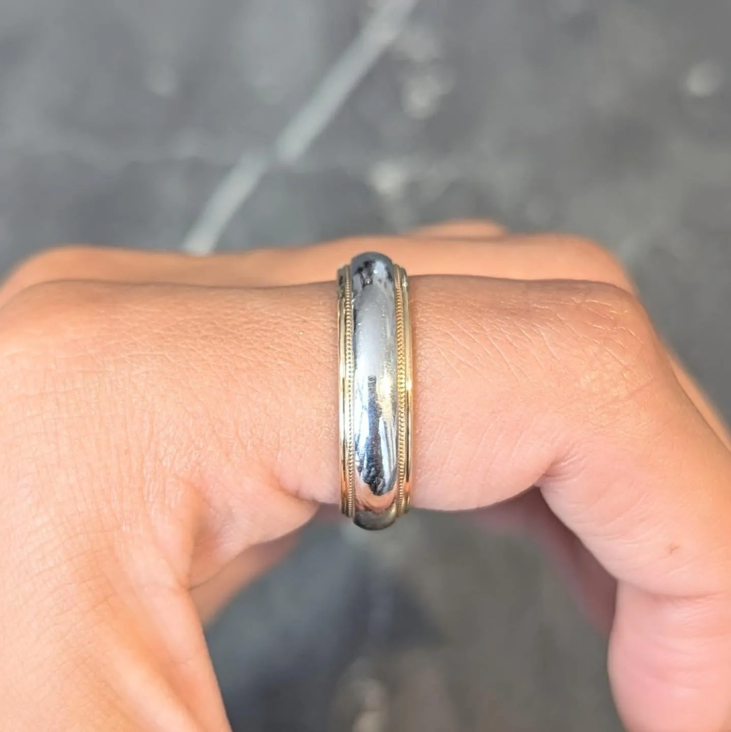Tiffany & Co. Platinum 18 Karat Yellow Gold Contemporary Wedding Band Ring