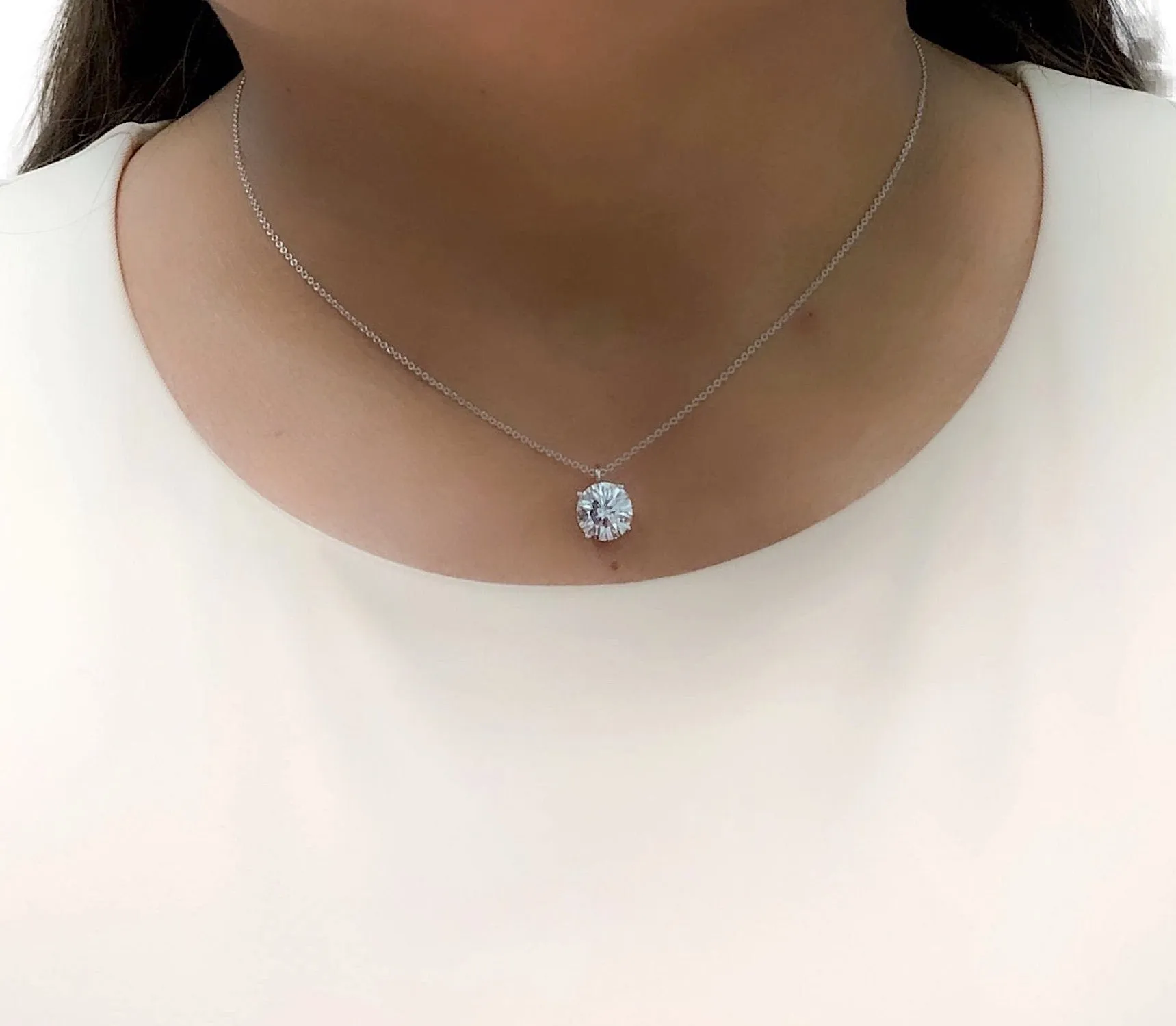 Tiffany & Co. Platinum Round Diamond Solitaire Pendant Necklace 2.12 ct FVS1 GIA