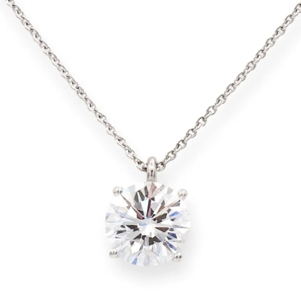 Tiffany & Co. Platinum Round Diamond Solitaire Pendant Necklace 2.12 ct FVS1 GIA
